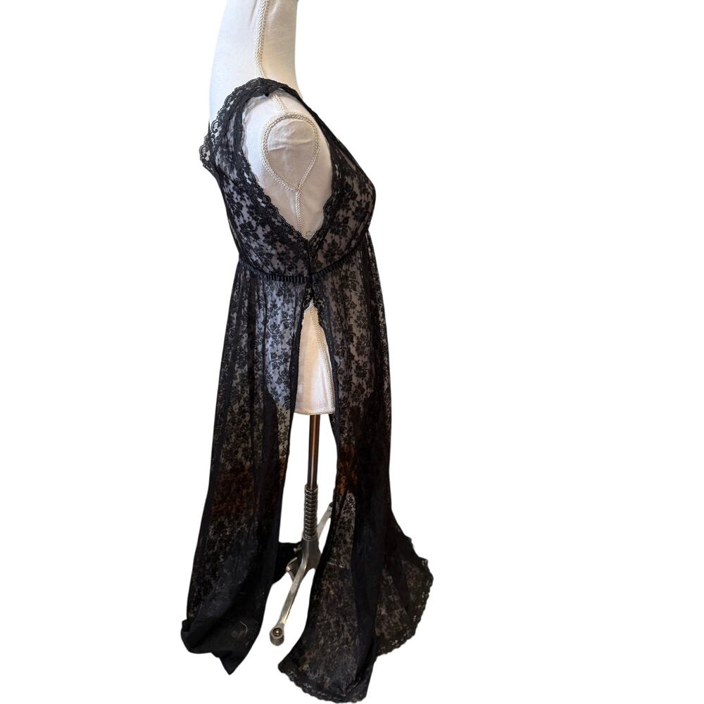 Vintage Donna Morgan for Gilligan & O'Malley Romantic Lace Slip Dress Black S - Picture 3 of 9